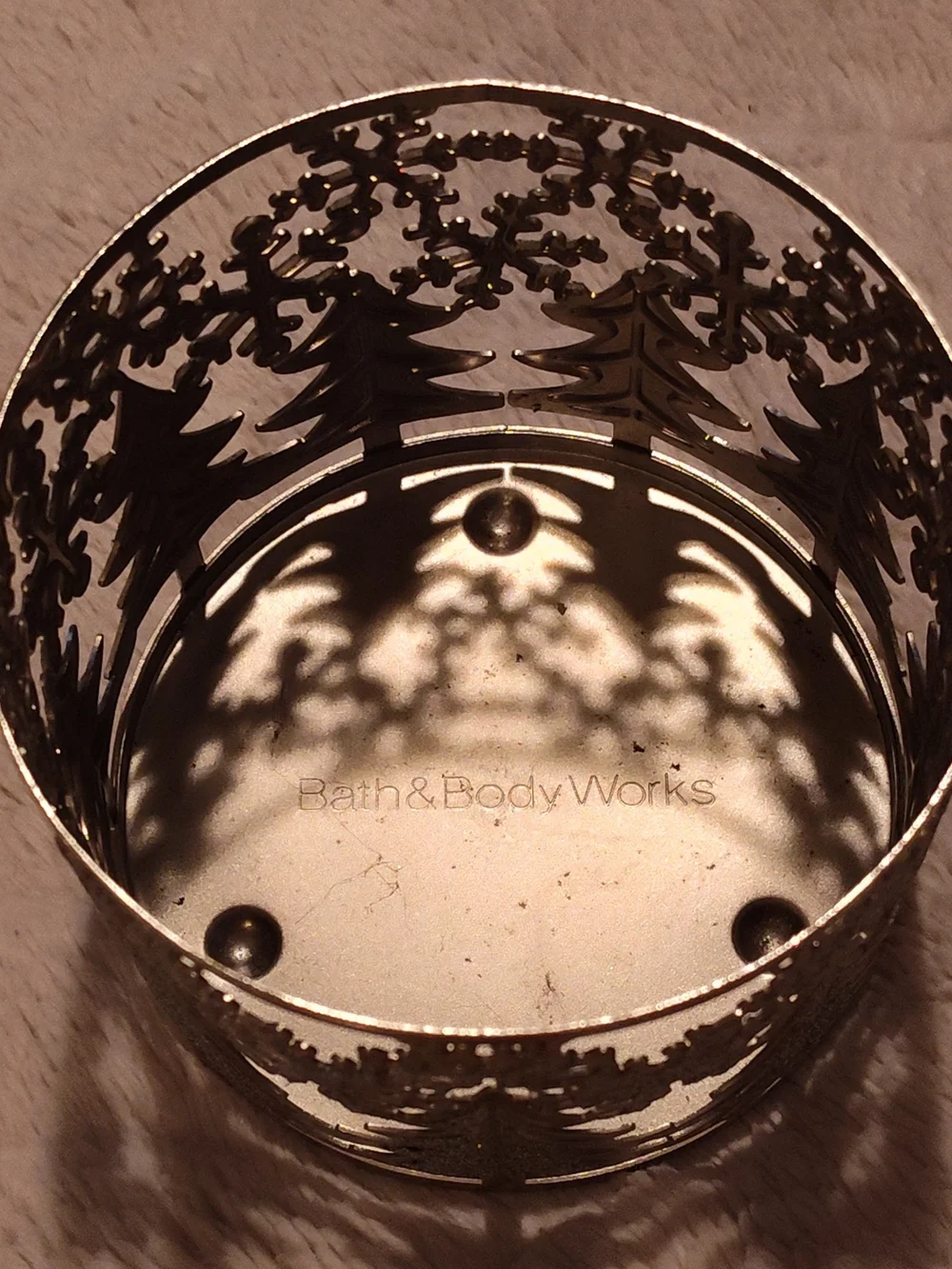Like-New! Bath & Body Works Silver Snowflake & Pine Tree Candle Holder - Picture 8 of 12